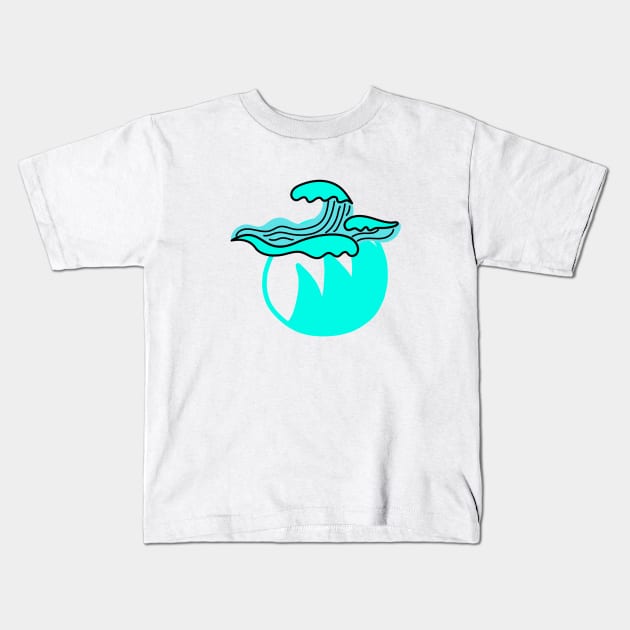 blue green water waves design Kids T-Shirt by Artistic_st